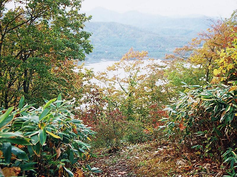 日暮山頂上からの蓴菜沼の眺め